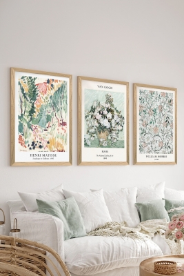 3 Parça Ahşap Çerçeve Görünümlü Mdf Tablo Seti - ERSYCRVSZ3SET16