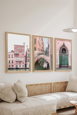 3 Parça Ahşap Çerçeve Görünümlü Mdf Tablo Seti - ERSYCRVSZ3SET3