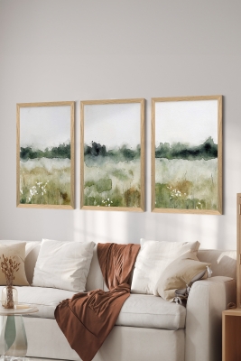 3 Parça Ahşap Çerçeve Görünümlü Mdf Tablo Seti - ERSYCRVSZ3SET5