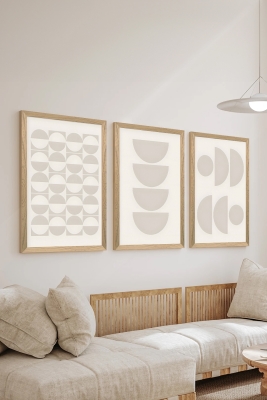 3 Parça Ahşap Çerçeve Görünümlü Mukavva Poster Tablo Seti - Set 31