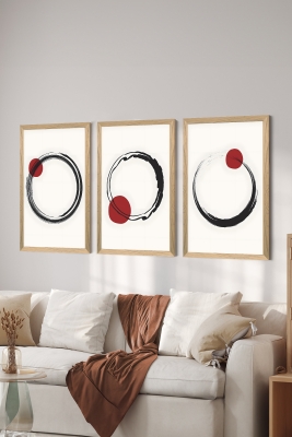 3 Parça Ahşap Çerçeve Görünümlü Mukavva Poster Tablo Seti - Set 57