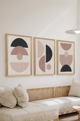 3 Parça Ahşap Çerçeve Görünümlü Mukavva Poster Tablo Seti - Set 71