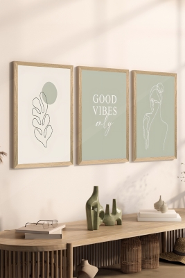 3 Parça Çerçeve Görünümlü Mdf Tablo Seti - ARTSYCLLCT13