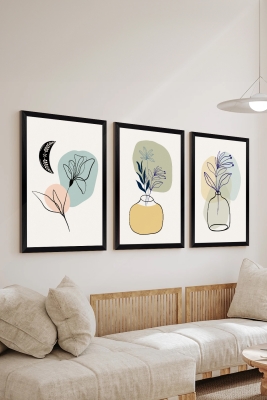 3 Parça Çerçeve Görünümlü Mdf Tablo Seti - ARTSYCLLCT18