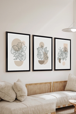 3 Parça Çerçeve Görünümlü Mdf Tablo Seti - ARTSYCLLCT22