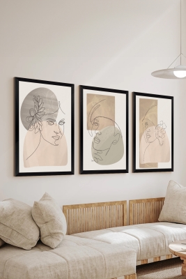 3 Parça Çerçeve Görünümlü Mdf Tablo Seti - ARTSYCLLCT26