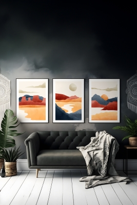 3 Parça Çerçeve Görünümlü Mdf Tablo Seti - ARTSYCLLCT31