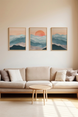 3 Parça Çerçeve Görünümlü Mdf Tablo Seti - ARTSYCLLCT37