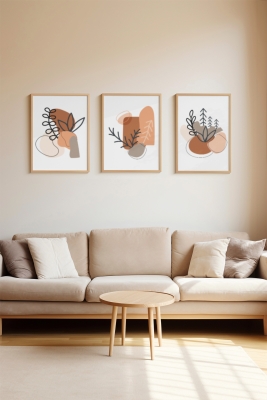 Gerçek Ahşap Çerçeveli 3 Parça 3D Poster Tablo Seti - 3DARTSOHOSET122