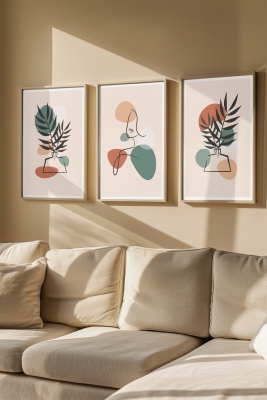 Gerçek Ahşap Çerçeveli 3 Parça 3D Poster Tablo Seti - 3DARTSOHOSET123