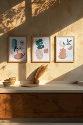 Gerçek Ahşap Çerçeveli 3 Parça 3D Poster Tablo Seti - 3DARTSOHOSET125