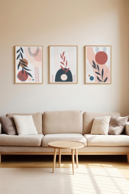 Gerçek Ahşap Çerçeveli 3 Parça 3D Poster Tablo Seti - 3DARTSOHOSET126