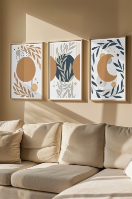 Gerçek Ahşap Çerçeveli 3 Parça 3D Poster Tablo Seti - 3DARTSOHOSET127