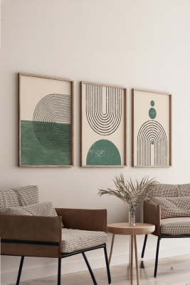 Gerçek Ahşap Çerçeveli 3 Parça 3D Poster Tablo Seti - 3DARTSOHOSET19