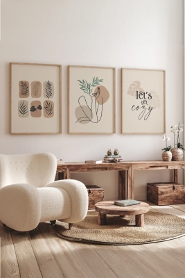 Gerçek Ahşap Çerçeveli 3 Parça 3D Poster Tablo Seti - 3DARTSOHOSET26