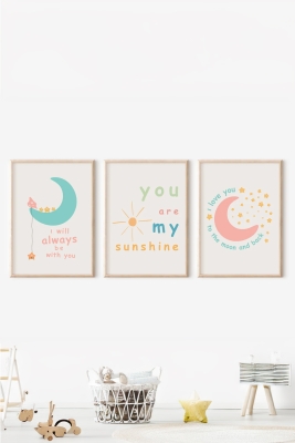 Gerçek Ahşap Çerçeveli 3 Parça 3D Poster Tablo Seti - 3DARTSOHOSET29