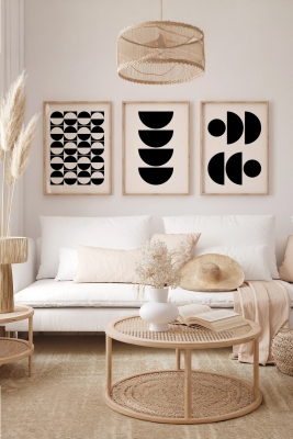 Gerçek Ahşap Çerçeveli 3 Parça 3D Poster Tablo Seti - 3DARTSOHOSET33