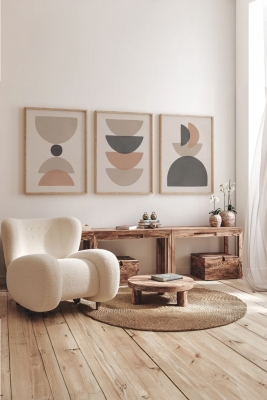 Gerçek Ahşap Çerçeveli 3 Parça 3D Poster Tablo Seti - 3DARTSOHOSET35