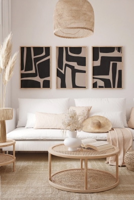 Gerçek Ahşap Çerçeveli 3 Parça 3D Poster Tablo Seti - 3DARTSOHOSET38