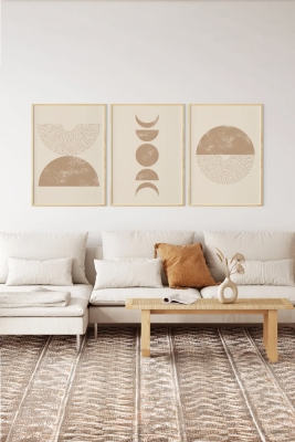 Gerçek Ahşap Çerçeveli 3 Parça 3D Poster Tablo Seti - 3DARTSOHOSET4