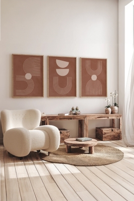 Gerçek Ahşap Çerçeveli 3 Parça 3D Poster Tablo Seti - 3DARTSOHOSET40