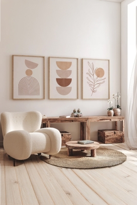 Gerçek Ahşap Çerçeveli 3 Parça 3D Poster Tablo Seti - 3DARTSOHOSET44