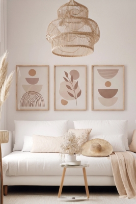 Gerçek Ahşap Çerçeveli 3 Parça 3D Poster Tablo Seti - 3DARTSOHOSET45