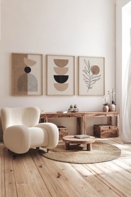 Gerçek Ahşap Çerçeveli 3 Parça 3D Poster Tablo Seti - 3DARTSOHOSET49