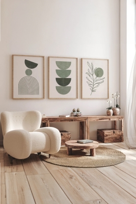 Gerçek Ahşap Çerçeveli 3 Parça 3D Poster Tablo Seti - 3DARTSOHOSET55