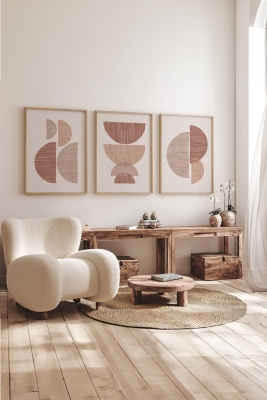 Gerçek Ahşap Çerçeveli 3 Parça 3D Poster Tablo Seti - 3DARTSOHOSET56