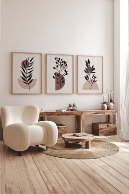 Gerçek Ahşap Çerçeveli 3 Parça 3D Poster Tablo Seti - 3DARTSOHOSET59