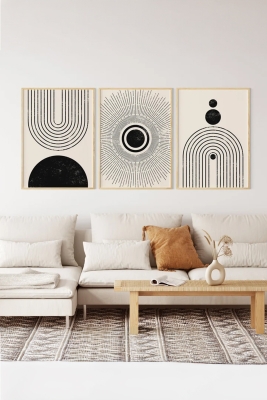 Gerçek Ahşap Çerçeveli 3 Parça 3D Poster Tablo Seti - 3DARTSOHOSET6