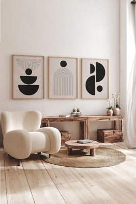 Gerçek Ahşap Çerçeveli 3 Parça 3D Poster Tablo Seti - 3DARTSOHOSET62