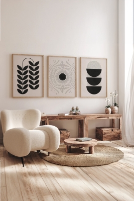 Gerçek Ahşap Çerçeveli 3 Parça 3D Poster Tablo Seti - 3DARTSOHOSET63