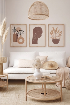 Gerçek Ahşap Çerçeveli 3 Parça 3D Poster Tablo Seti - 3DARTSOHOSET64