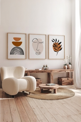 Gerçek Ahşap Çerçeveli 3 Parça 3D Poster Tablo Seti - 3DARTSOHOSET66