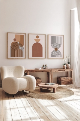 Gerçek Ahşap Çerçeveli 3 Parça 3D Poster Tablo Seti - 3DARTSOHOSET68