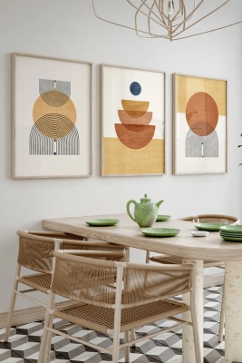 Gerçek Ahşap Çerçeveli 3 Parça 3D Poster Tablo Seti - 3DARTSOHOSET7