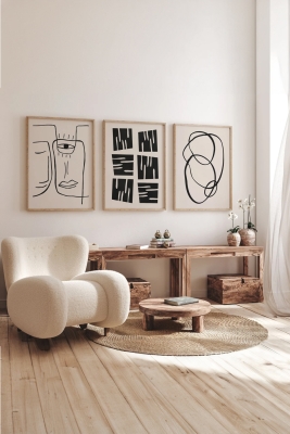 Gerçek Ahşap Çerçeveli 3 Parça 3D Poster Tablo Seti - 3DARTSOHOSET70