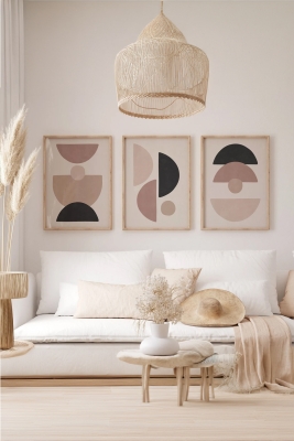 Gerçek Ahşap Çerçeveli 3 Parça 3D Poster Tablo Seti - 3DARTSOHOSET71