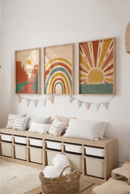 Gerçek Ahşap Çerçeveli 3 Parça 3D Poster Tablo Seti - 3DARTSOHOSET8