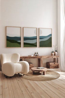 Gerçek Ahşap Çerçeveli 3 Parça 3D Poster Tablo Seti - 3DARTSOHOSET81