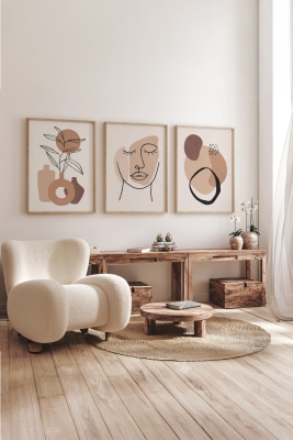 Gerçek Ahşap Çerçeveli 3 Parça 3D Poster Tablo Seti - 3DARTSOHOSET87