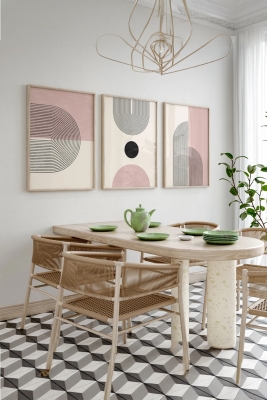 Gerçek Ahşap Çerçeveli 3 Parça 3D Poster Tablo Seti - 3DARTSOHOSET9