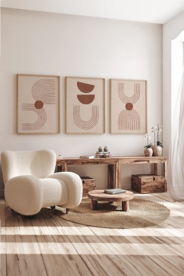 Gerçek Ahşap Çerçeveli 3 Parça 3D Poster Tablo Seti - 3DARTSOHOSET90