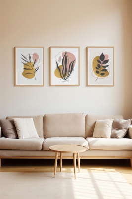 Gerçek Ahşap Çerçeveli 3 Parça 3D Poster Tablo Seti - 3DARTSOHOSET92