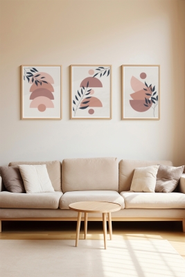 Gerçek Ahşap Çerçeveli 3 Parça 3D Poster Tablo Seti - 3DARTSOHOSET95