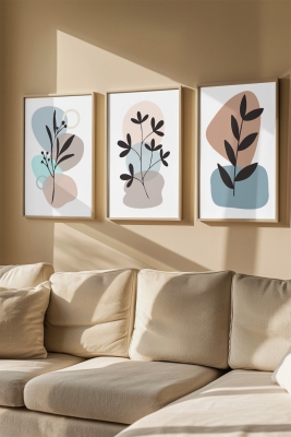 Gerçek Ahşap Çerçeveli 3 Parça 3D Poster Tablo Seti - 3DARTSOHOSET97