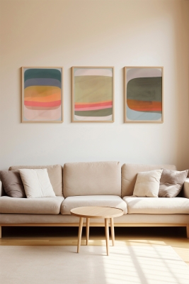 Gerçek Ahşap Çerçeveli 3 Parça 3D Poster Tablo Seti - ERSY3SET1