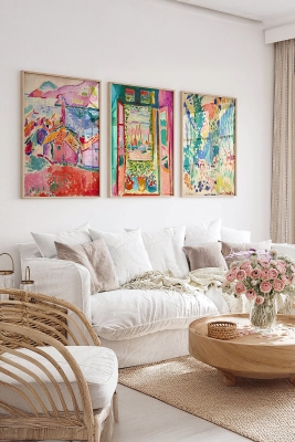 Gerçek Ahşap Çerçeveli 3 Parça 3D Poster Tablo Seti - ERSY3SET14